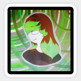 Girl in Green Sticker